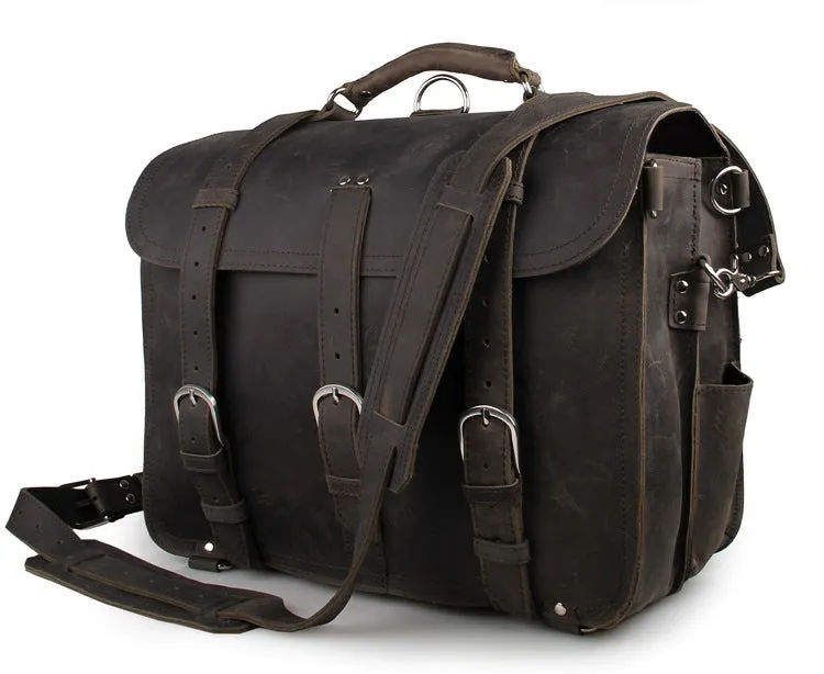 Large Leather Travel Bag, Leather Laptop Bags For Men, Best Briefcases For Men, Leather Holdall Bags 7072