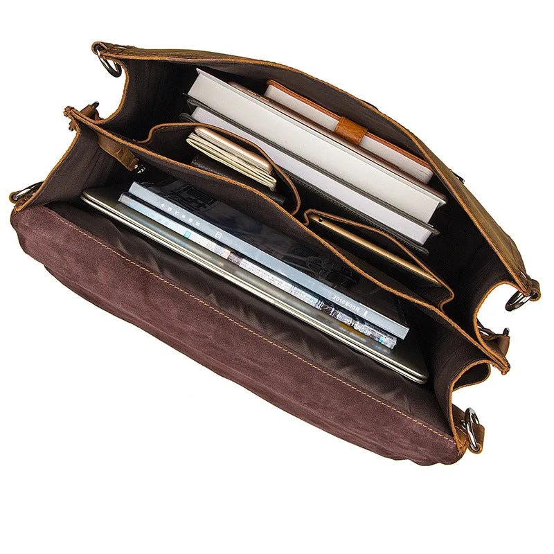 Large Leather Travel Bag, Leather Laptop Bags For Men, Best Briefcases For Men, Leather Holdall Bags 7072