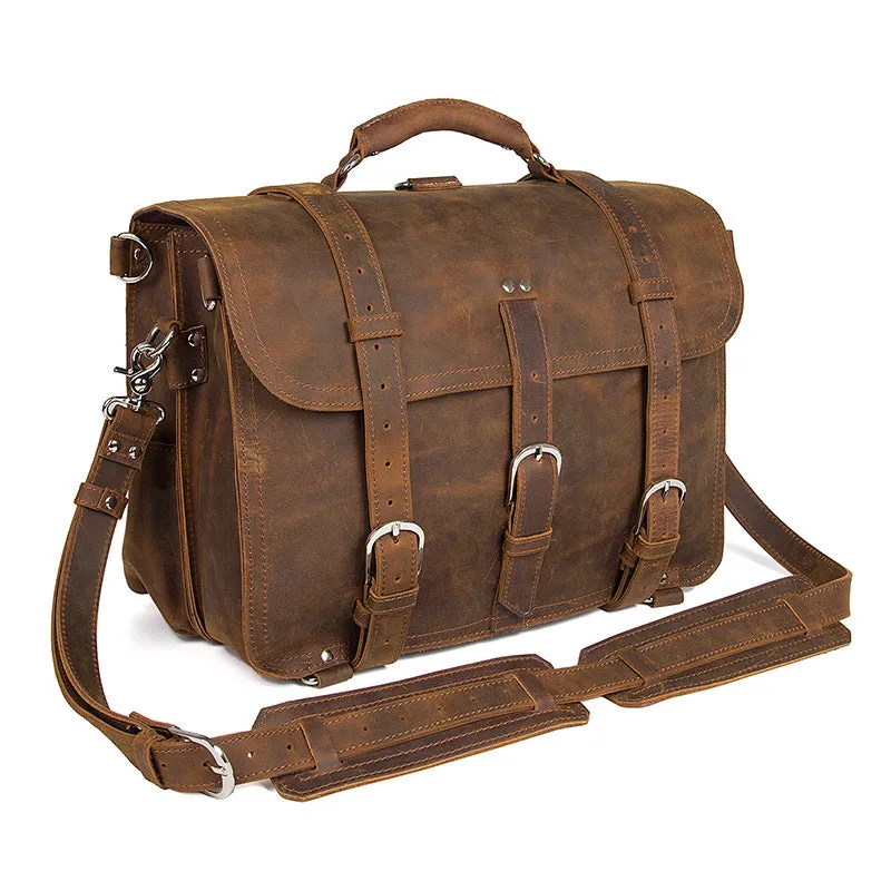 Large Leather Travel Bag, Leather Laptop Bags For Men, Best Briefcases For Men, Leather Holdall Bags 7072