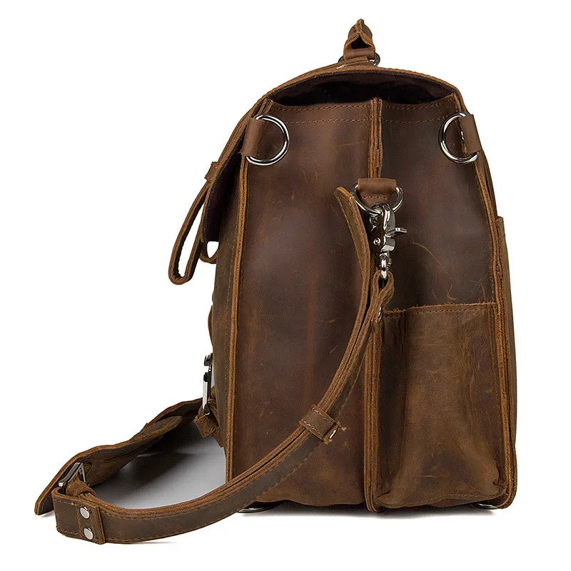 Large Leather Travel Bag, Leather Laptop Bags For Men, Best Briefcases For Men, Leather Holdall Bags 7072