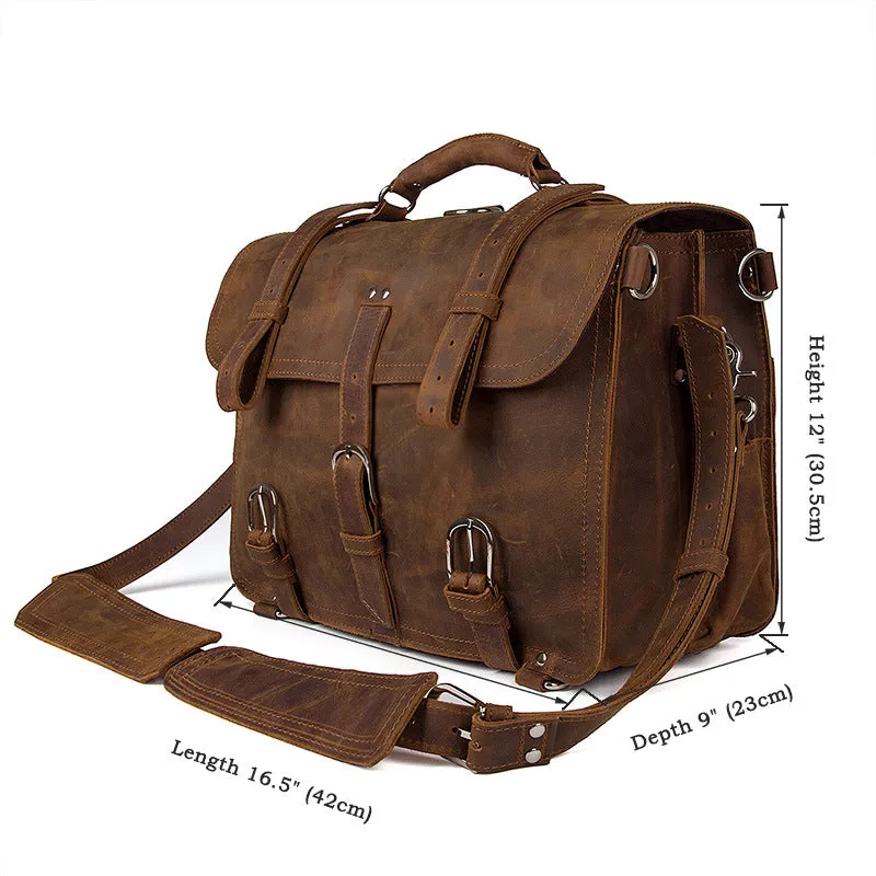 Large Leather Travel Bag, Leather Laptop Bags For Men, Best Briefcases For Men, Leather Holdall Bags 7072
