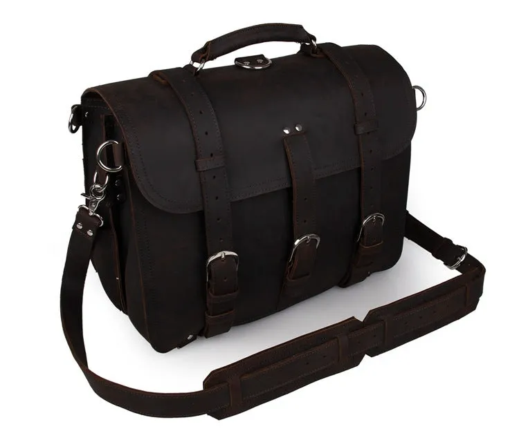 Large Leather Travel Bag, Leather Laptop Bags For Men, Best Briefcases For Men, Leather Holdall Bags 7072