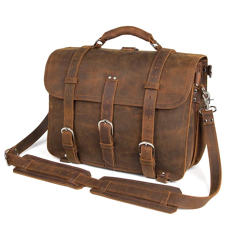 Large Leather Travel Bag, Leather Laptop Bags For Men, Best Briefcases For Men, Leather Holdall Bags 7072