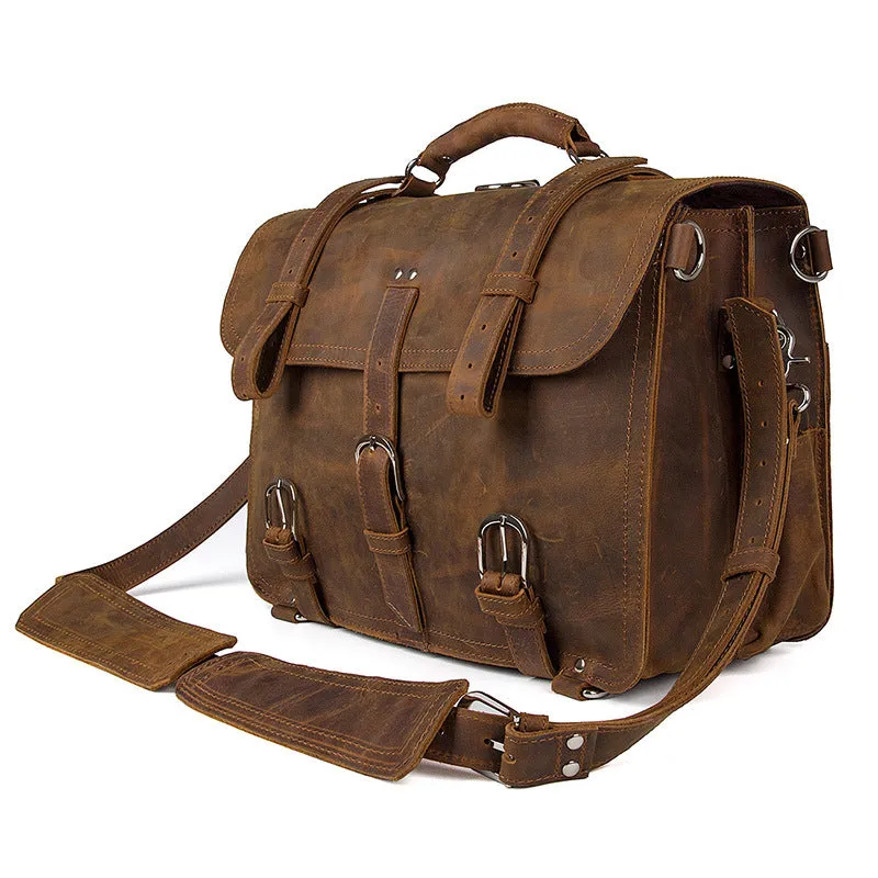 Large Leather Travel Bag, Leather Laptop Bags For Men, Best Briefcases For Men, Leather Holdall Bags 7072