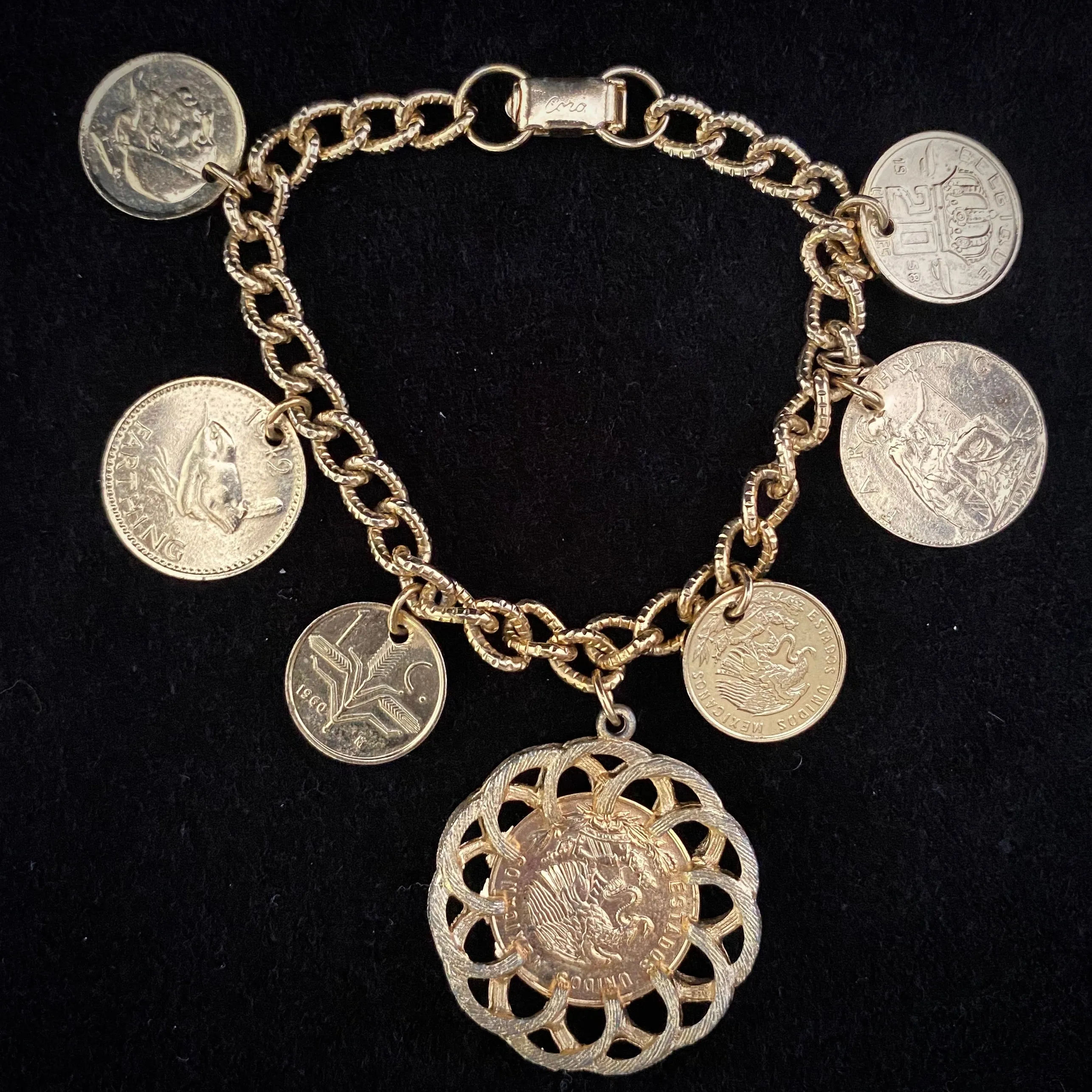 Late 50s/ Early 60s Coro Gold Coin Charm Bracelet