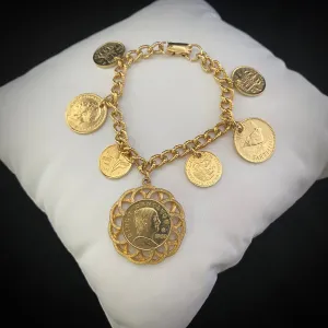 Late 50s/ Early 60s Coro Gold Coin Charm Bracelet