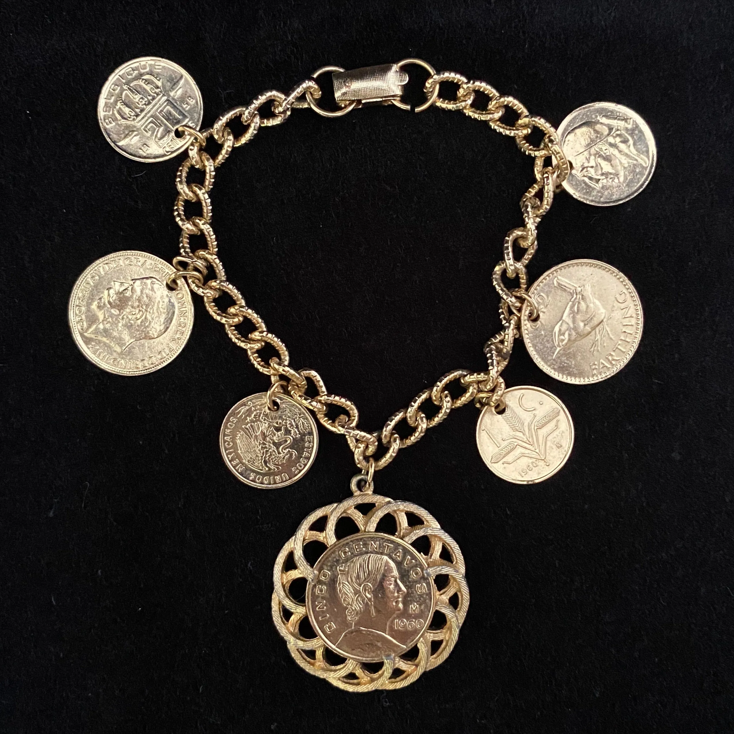 Late 50s/ Early 60s Coro Gold Coin Charm Bracelet