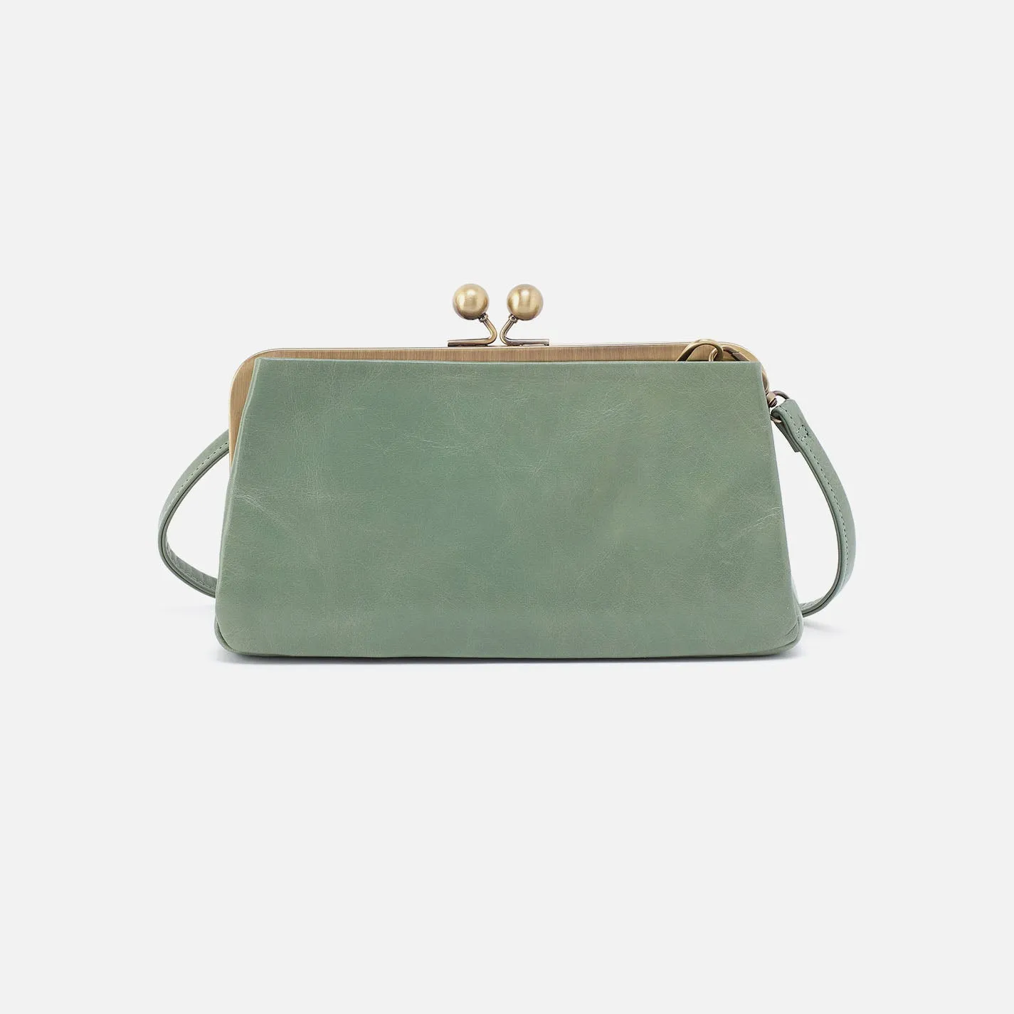 Lauren Frame Crossbody In Polished Leather - Jade
