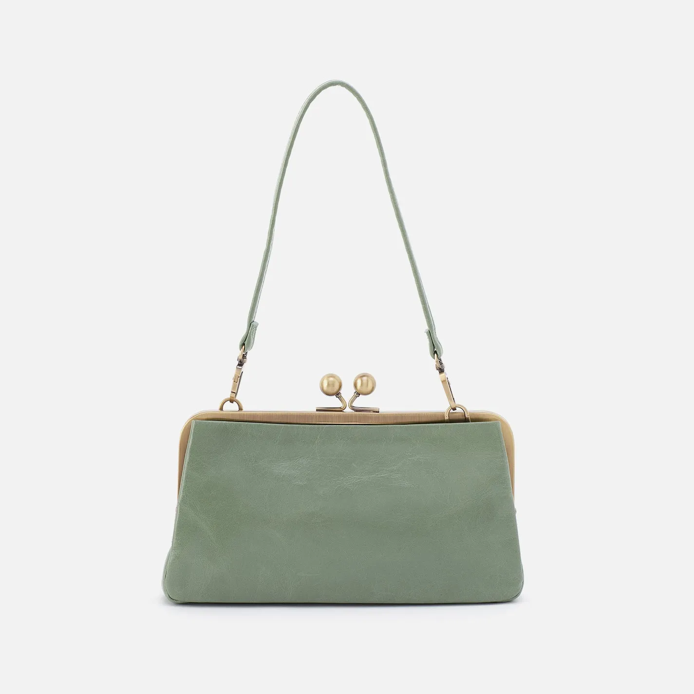 Lauren Frame Crossbody In Polished Leather - Jade