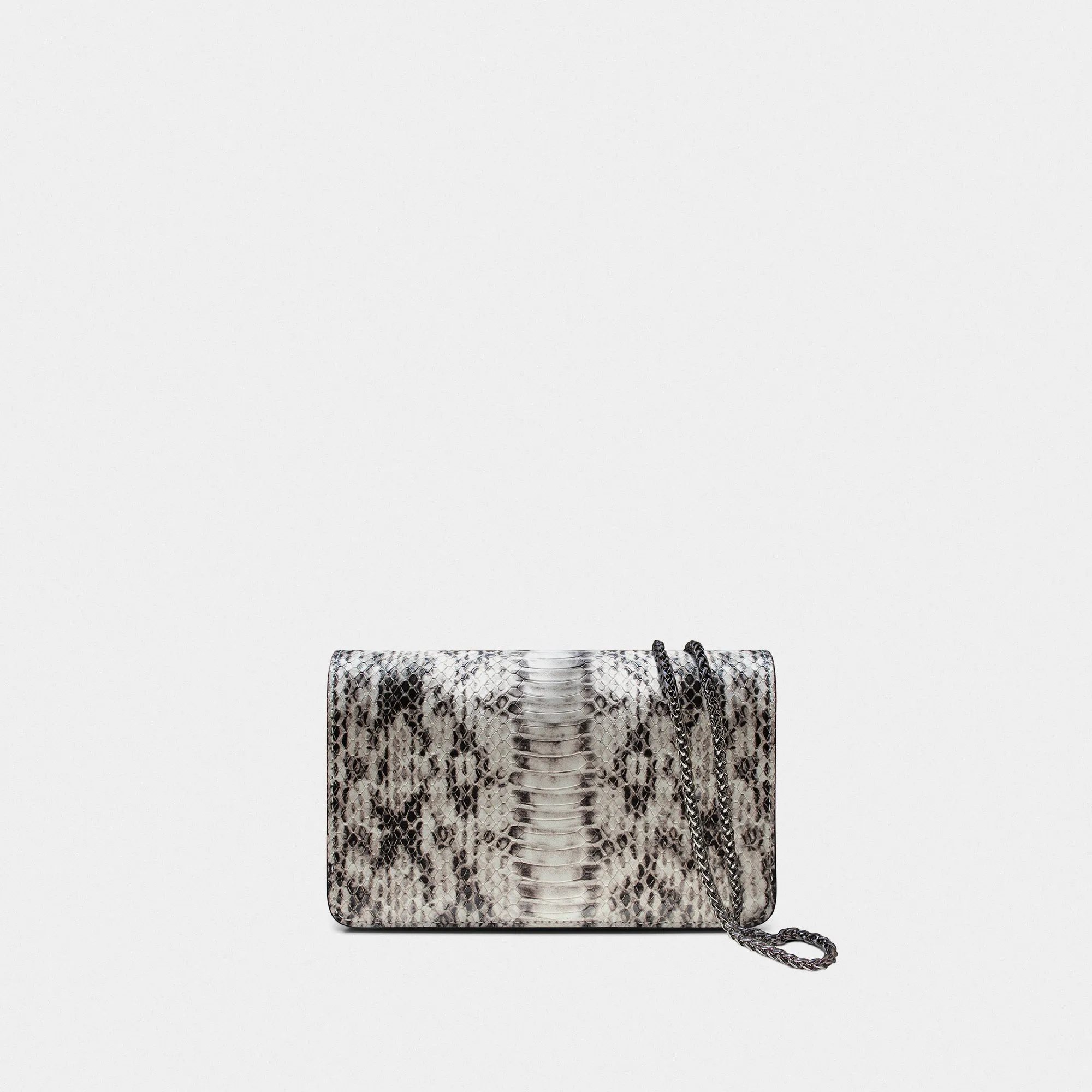 Lea embossed python natural clutch