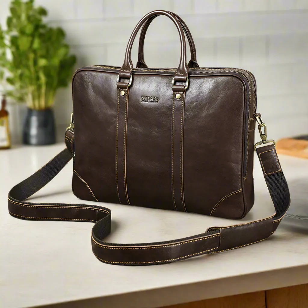 Leather Briefcase 16 Inch Laptop Messenger Bag for Men Large Capacity Computer Satchel Shoulder Handbag for Business Work Travel
