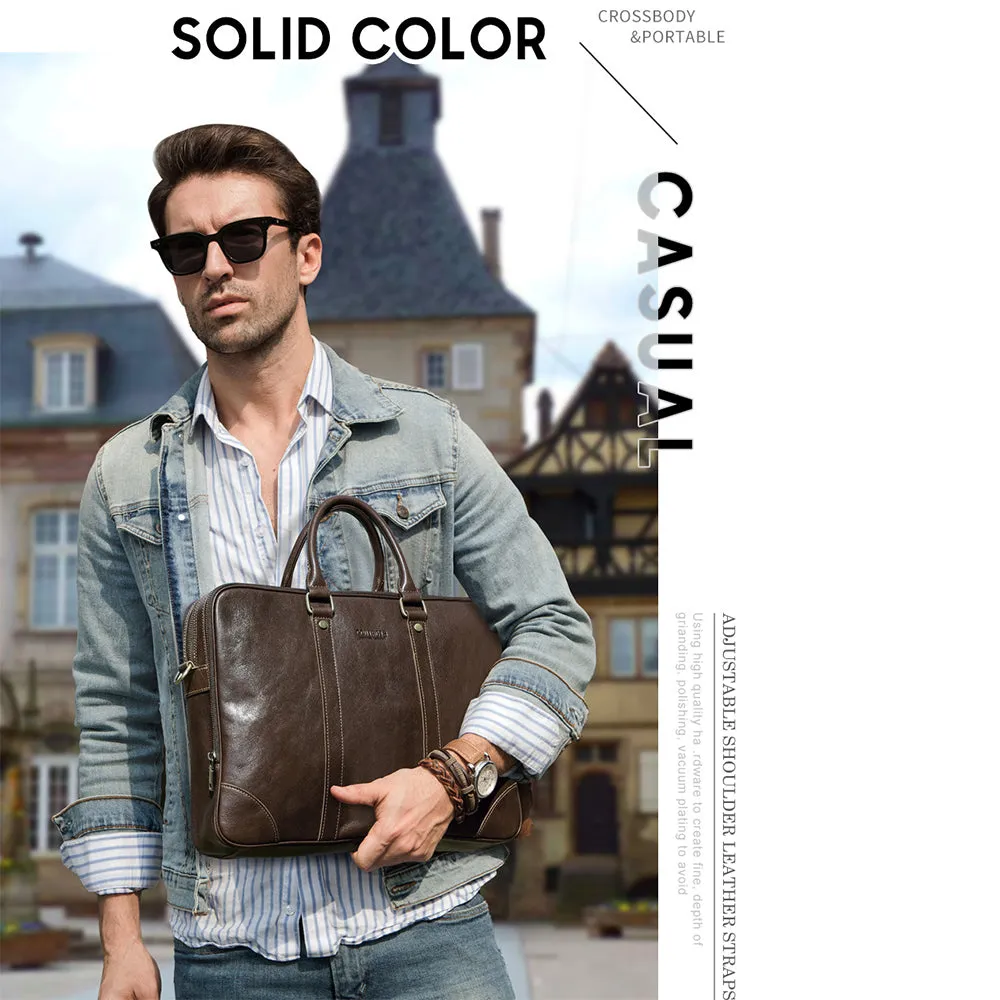 Leather Briefcase 16 Inch Laptop Messenger Bag for Men Large Capacity Computer Satchel Shoulder Handbag for Business Work Travel