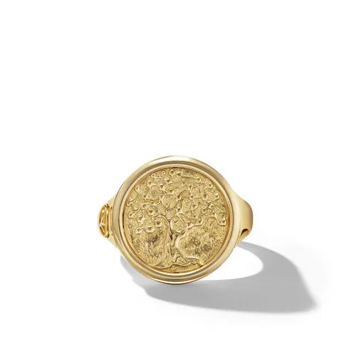 Life and Death Duality Signet Ring in 18K Yellow Gold, Size 11