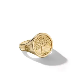 Life and Death Duality Signet Ring in 18K Yellow Gold, Size 11