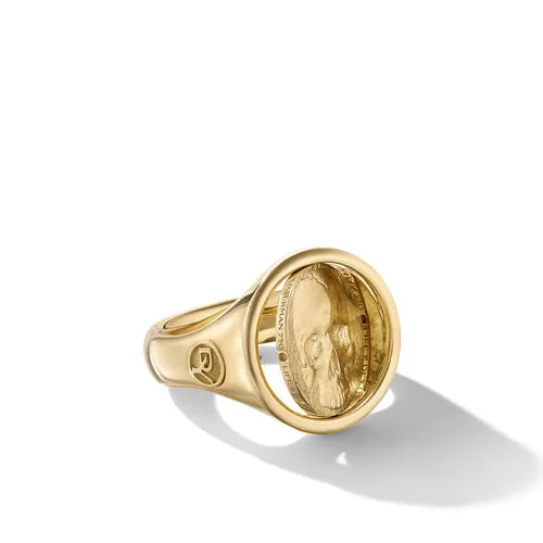 Life and Death Duality Signet Ring in 18K Yellow Gold, Size 11