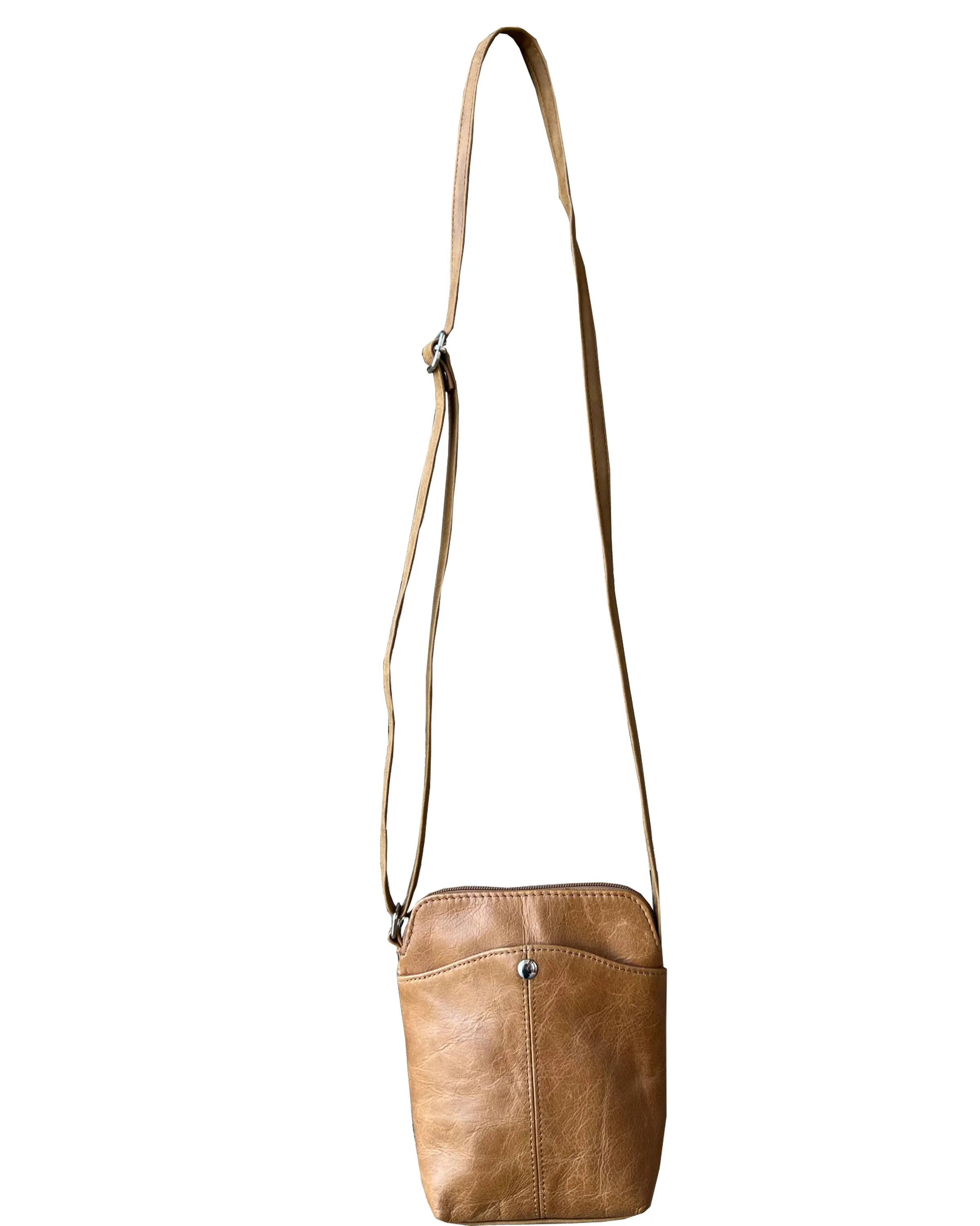 Light Brown Cowhide Women Mini crossbody shoulder bag phone pouch