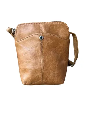 Light Brown Cowhide Women Mini crossbody shoulder bag phone pouch