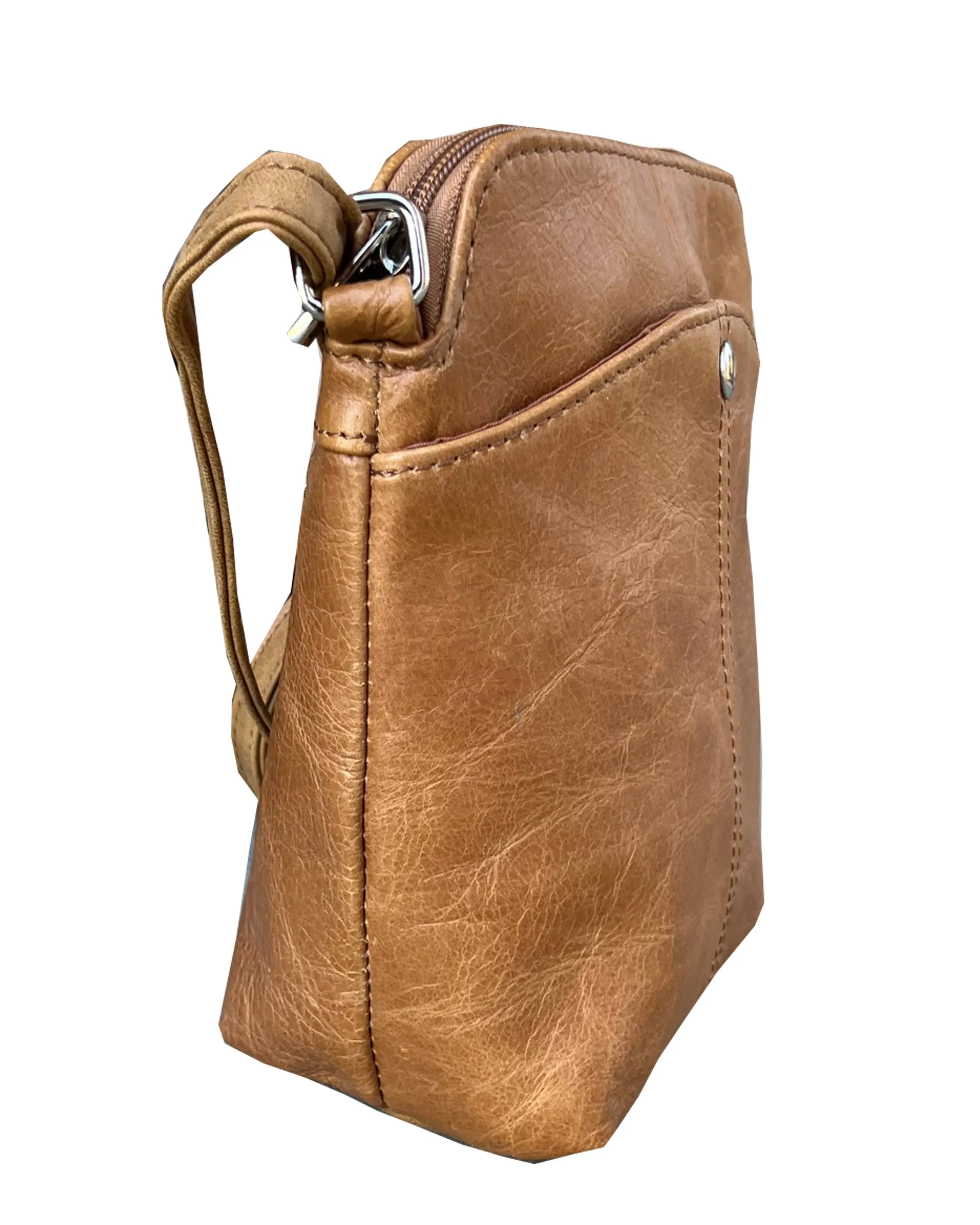 Light Brown Cowhide Women Mini crossbody shoulder bag phone pouch