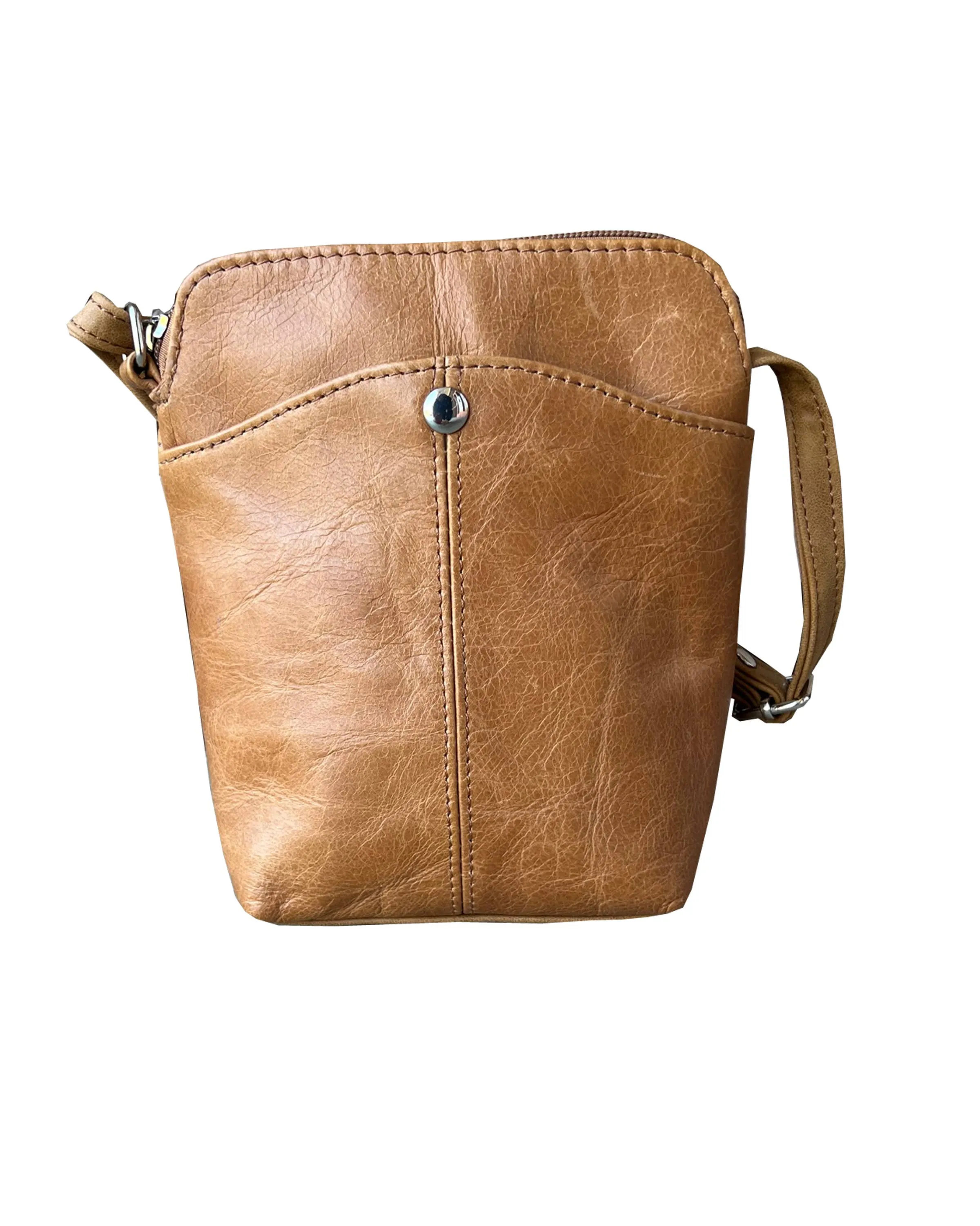 Light Brown Cowhide Women Mini crossbody shoulder bag phone pouch
