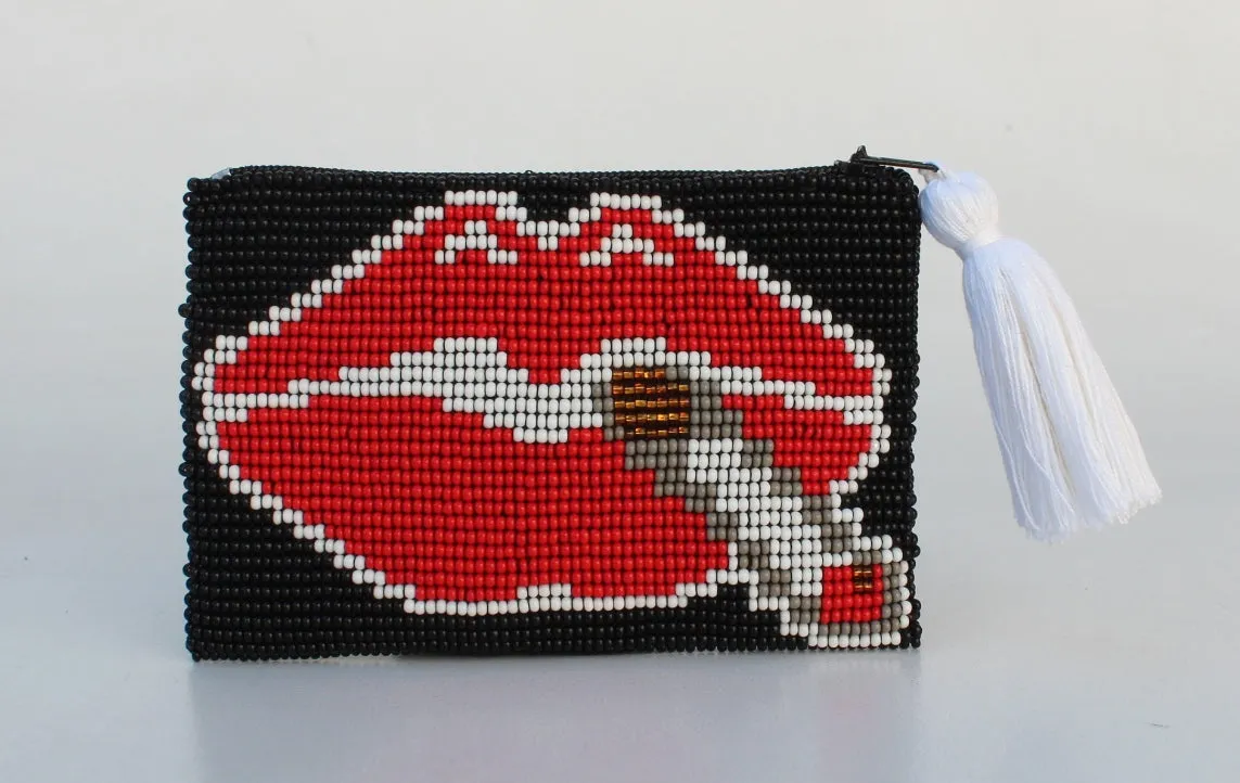 Lips Glass Bead Coin Purse