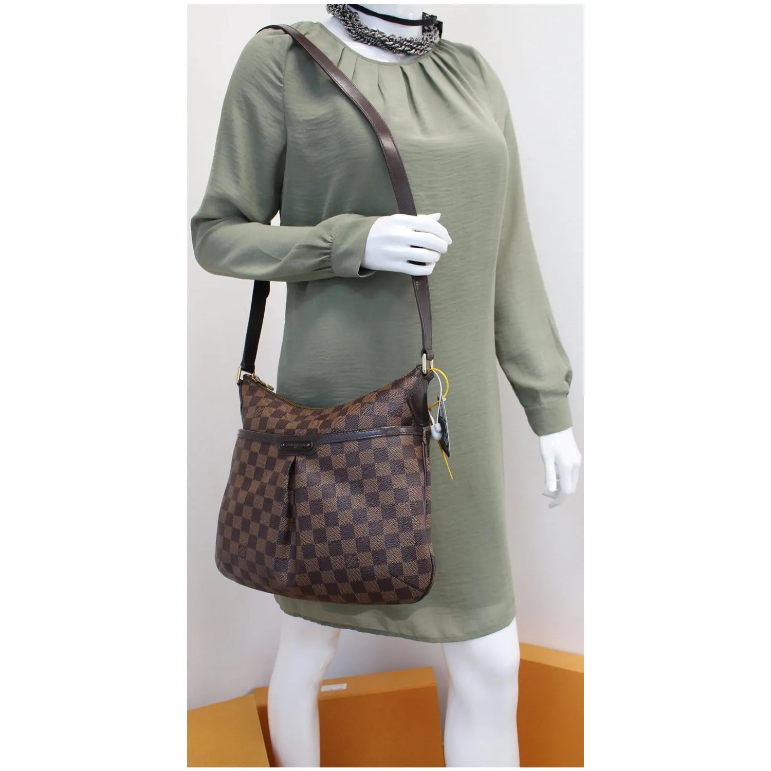 LOUIS VUITTON Bloomsbury PM Damier Ebene Crossbody Bag Brown