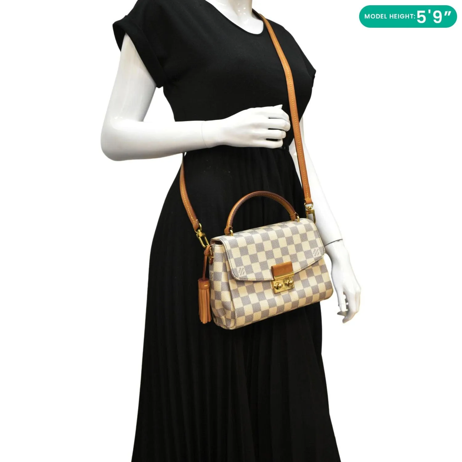 LOUIS VUITTON Croisette Damier Azur Satchel Crossbody Bag White