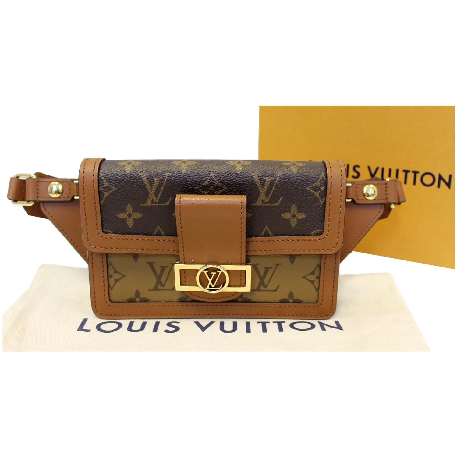 LOUIS VUITTON Dauphine Reverse Monogram Canvas Bumbag Bag Brown