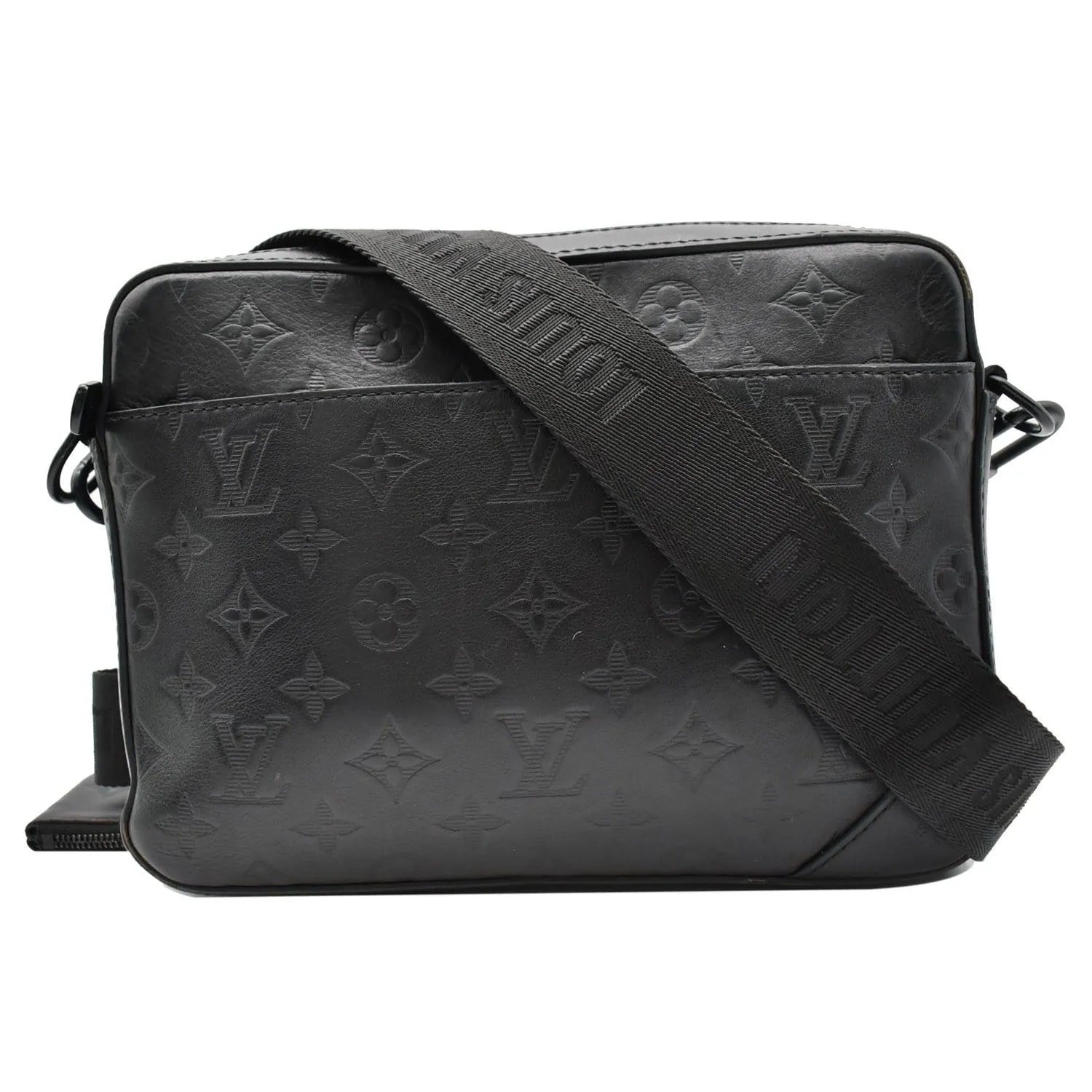 LOUIS VUITTON Duo Messenger Shadow Leather Crossbody Bag Black