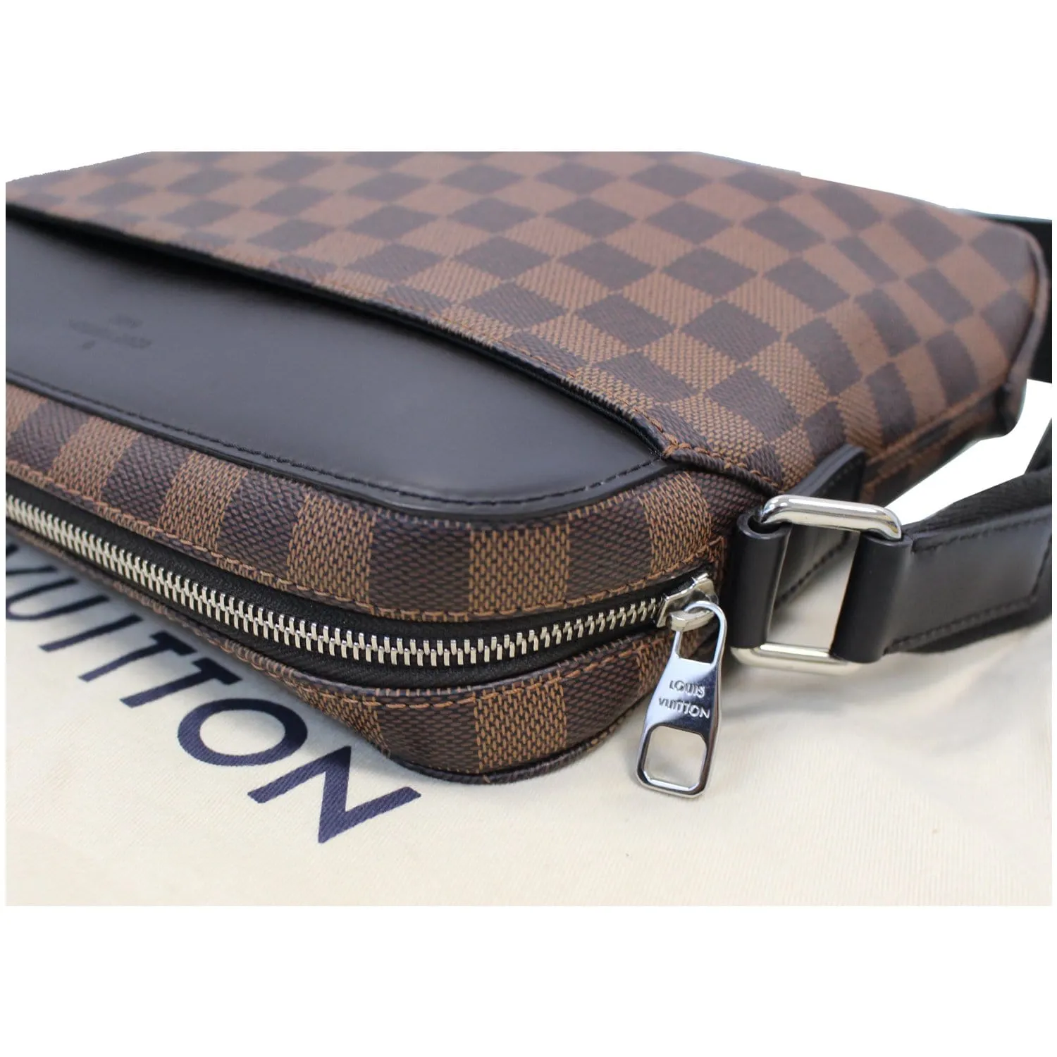LOUIS VUITTON Jake PM Damier Ebene Messenger Bag Brown