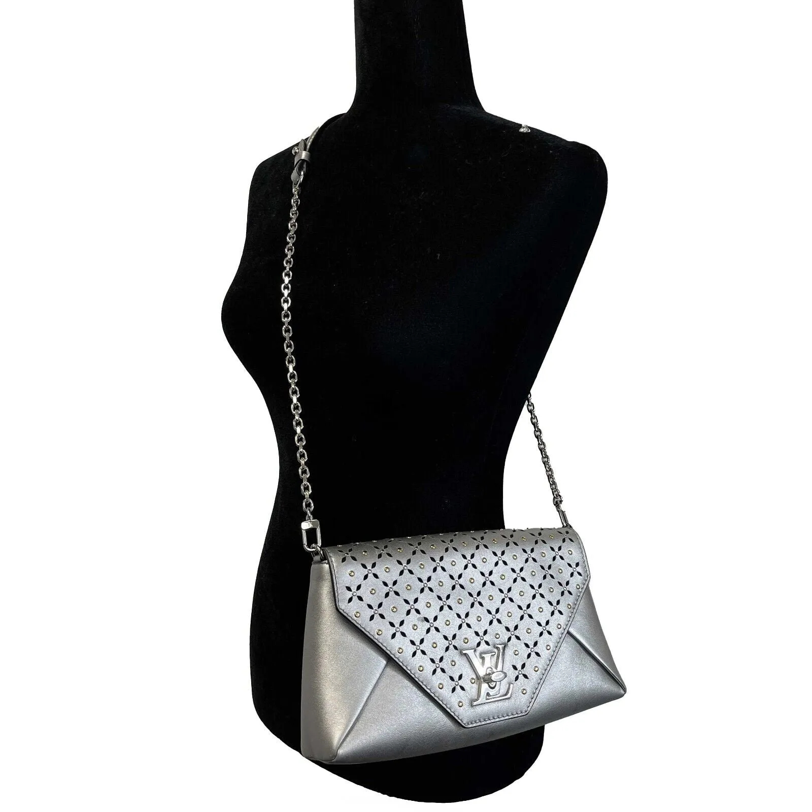 Louis Vuitton Love Note Chain Clutch Studded Crossbody Handbag 2017