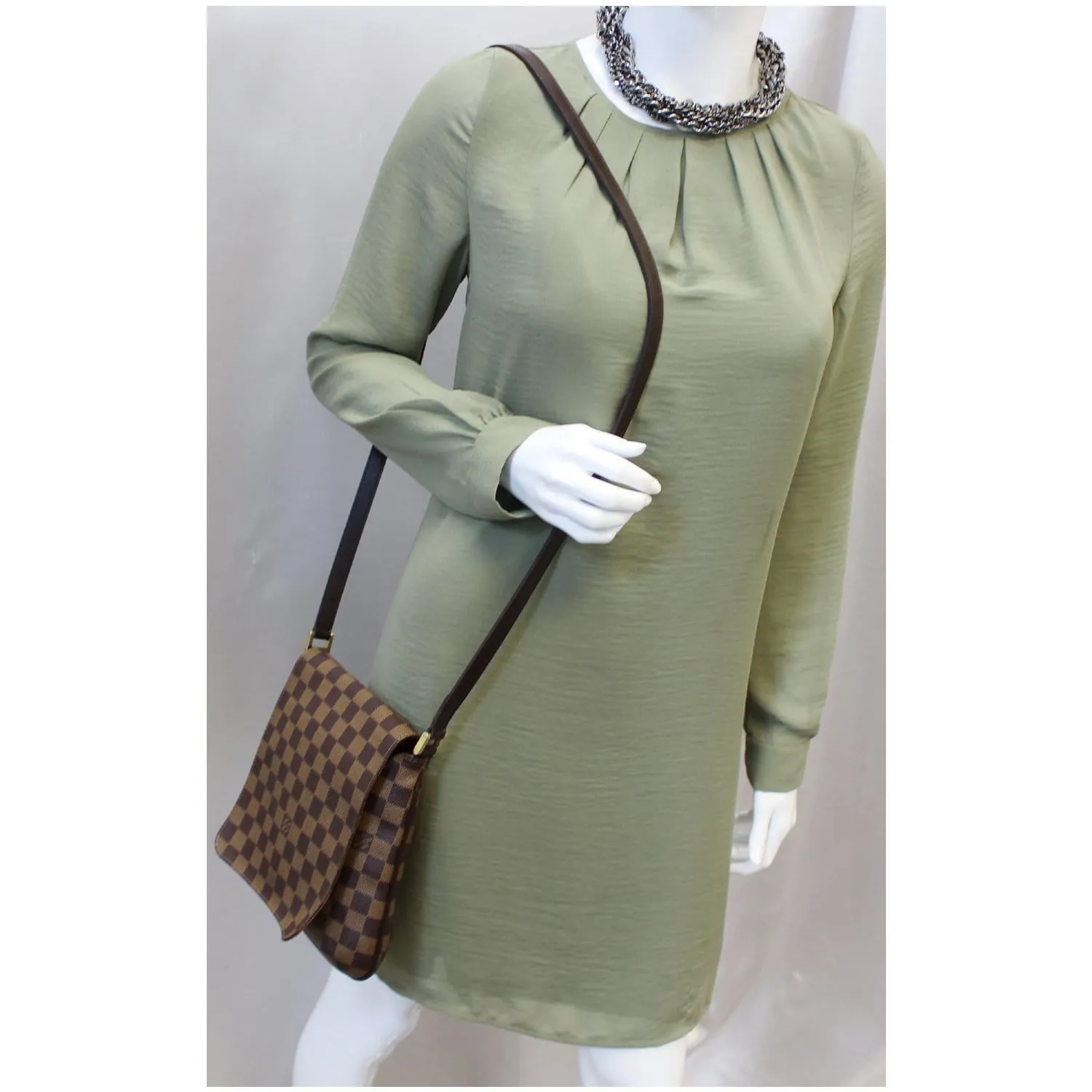 LOUIS VUITTON Musette Salsa Damier Ebene Crossbody Bag Brown