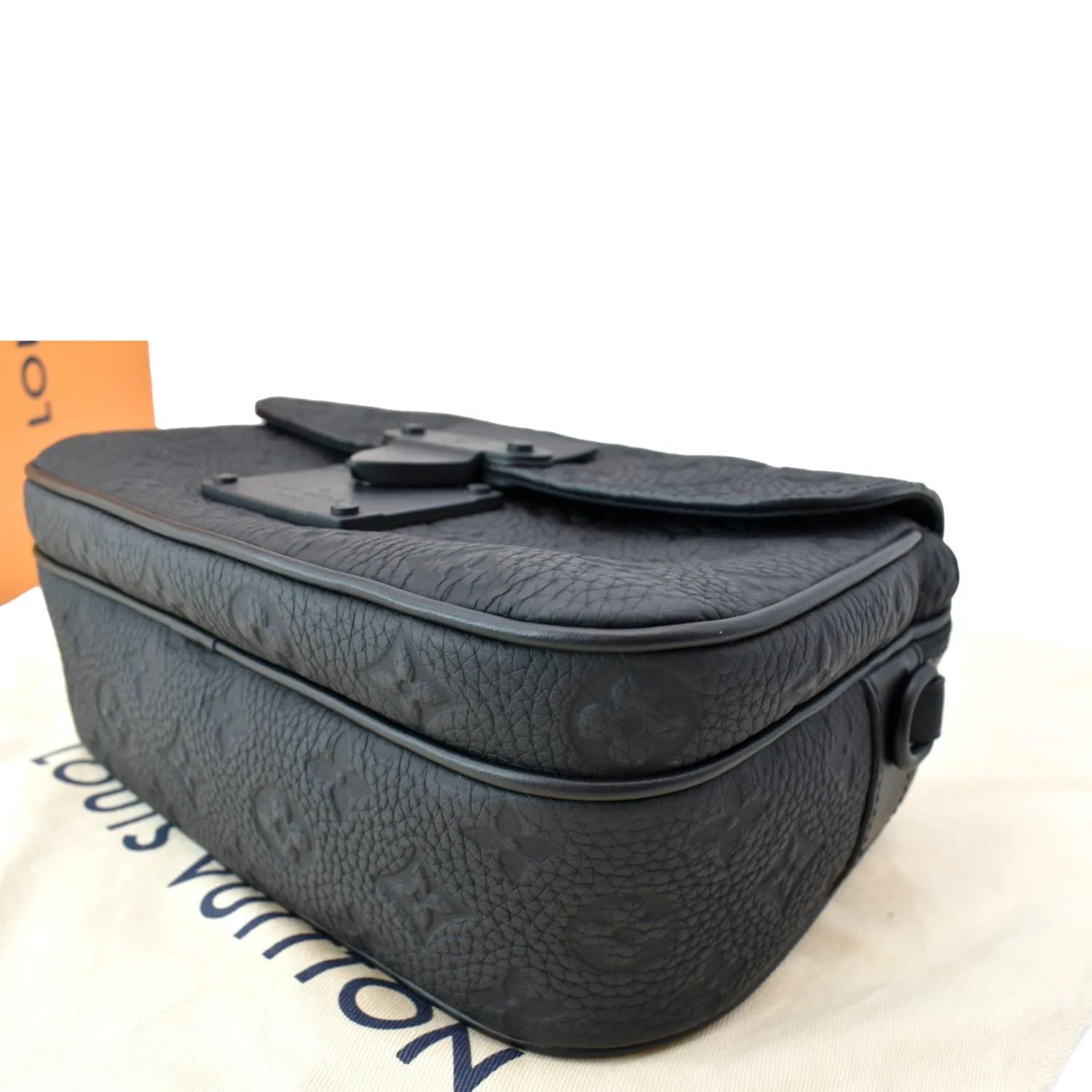 LOUIS VUITTON S-Lock Monogram Leather Crossbody Bag Black