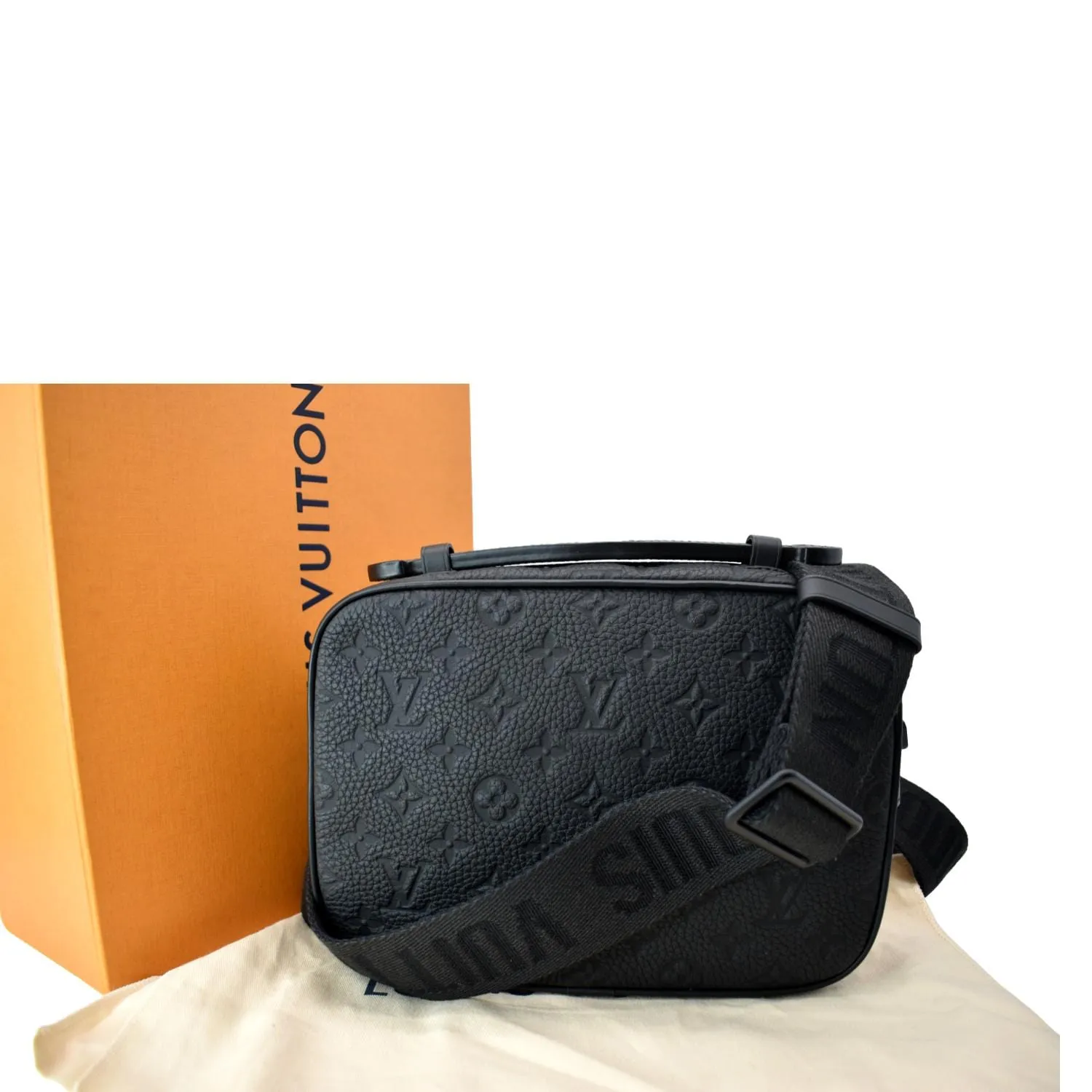 LOUIS VUITTON S-Lock Monogram Leather Crossbody Bag Black