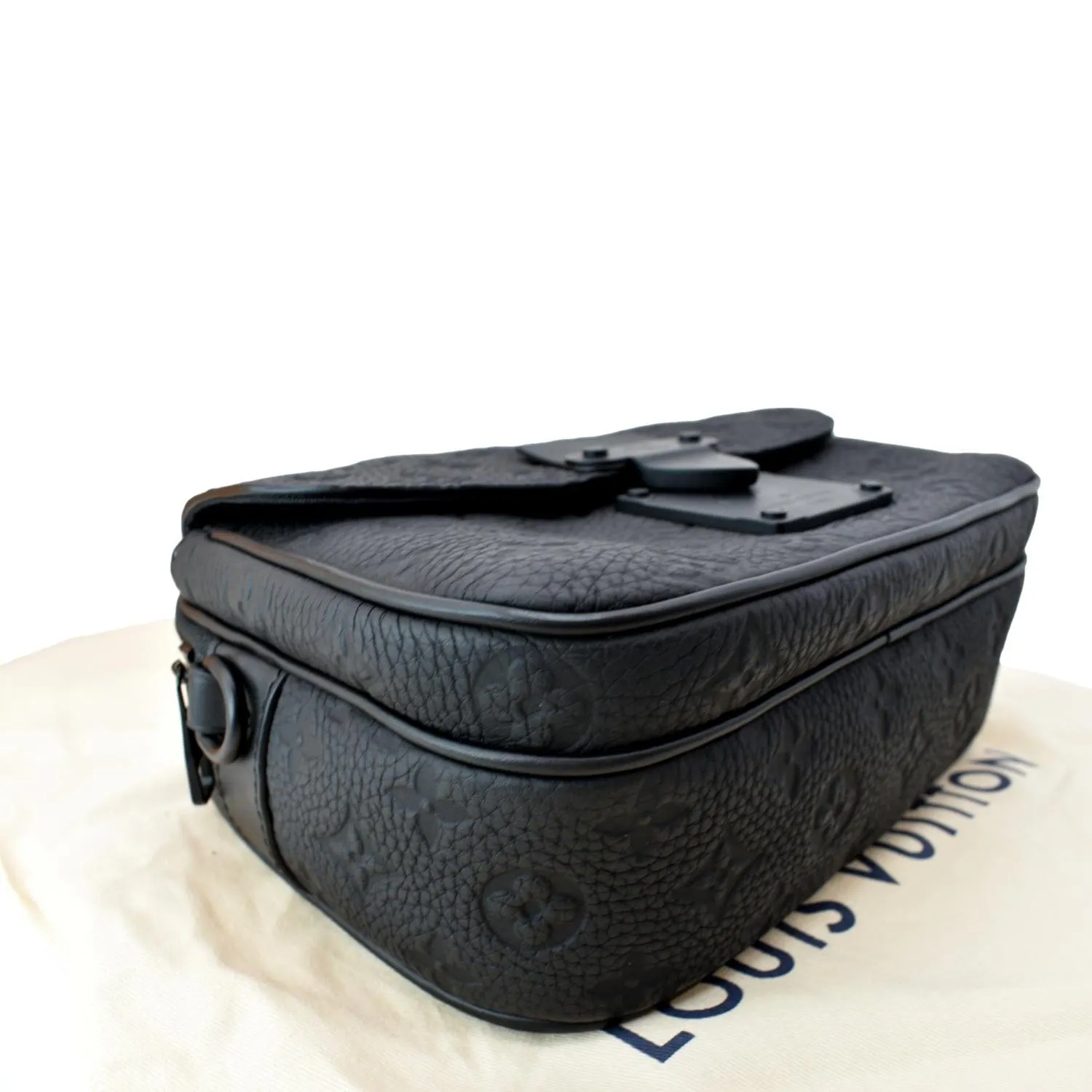 LOUIS VUITTON S-Lock Monogram Leather Crossbody Bag Black