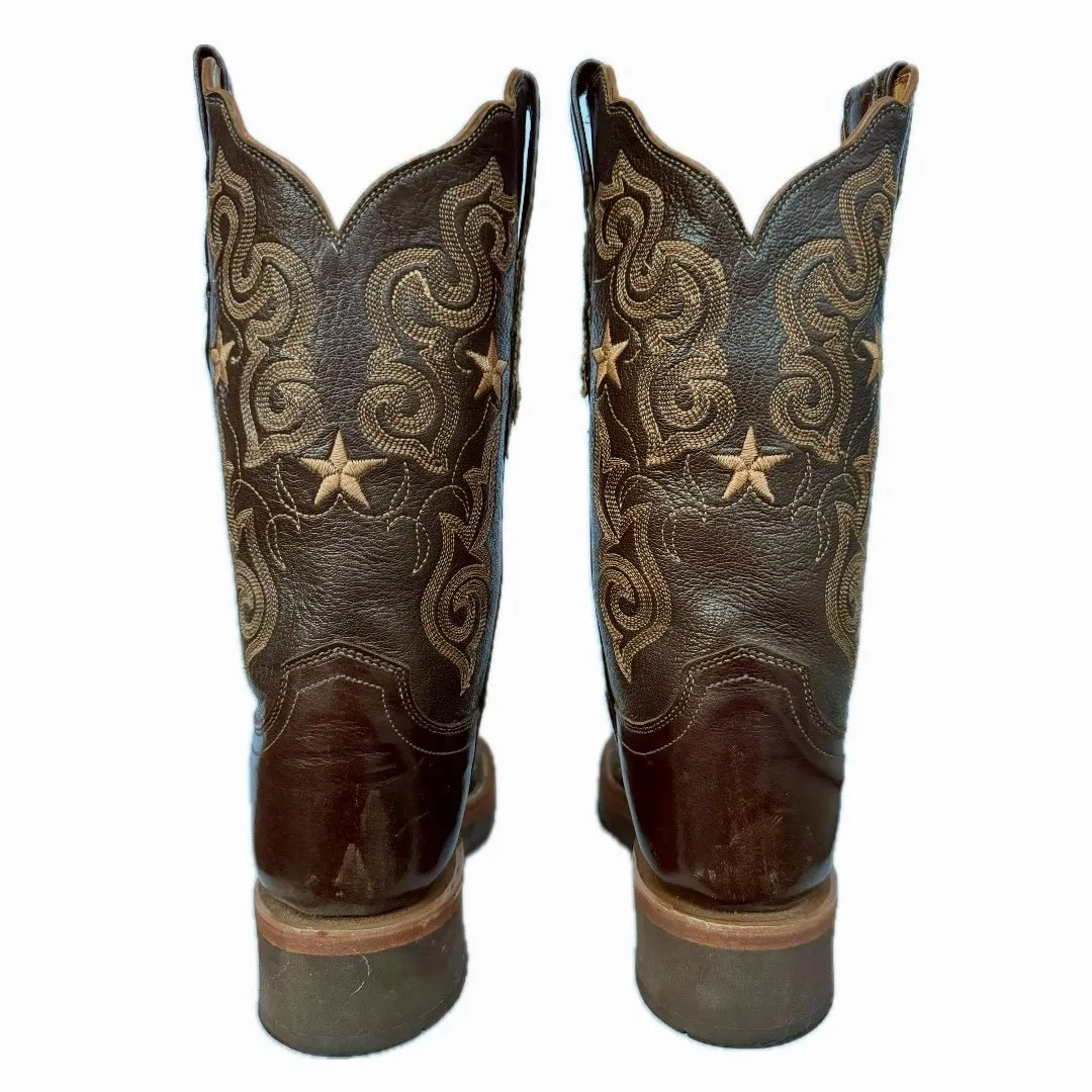 LUCCHESE Leopard Hair On Crepe Sole Brown Western Cowboy Boots