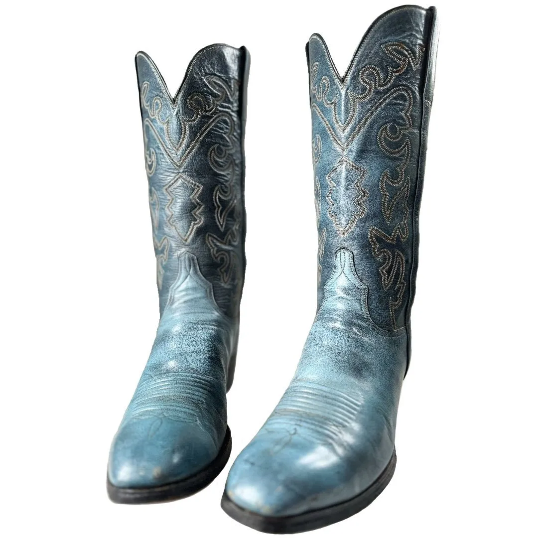 LUCCHESE Vintage San Antonio Blue Cowboy Boots
