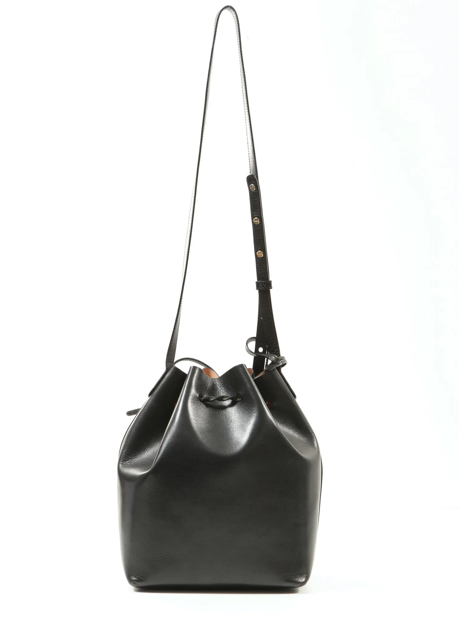 Mansur Graviel Black/Blush Leather Bucket Bag