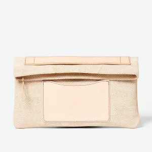 Melvia Handheld Cork Clutch/Portfolio -Champagne Snake-Embossed