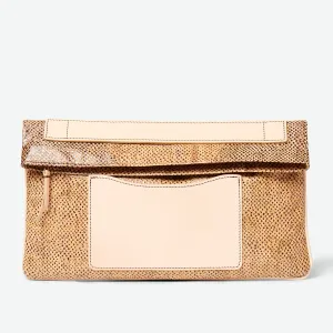 Melvia Handheld Cork Clutch/Portfolio - Ebony Snake-Embossed