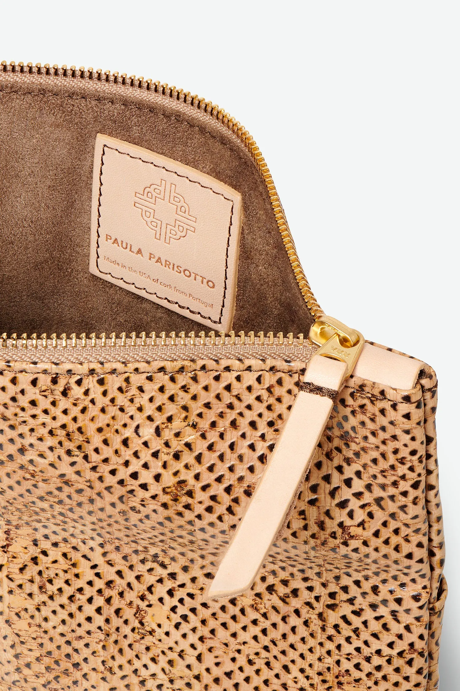 Melvia Handheld Cork Clutch/Portfolio - Ebony Snake-Embossed
