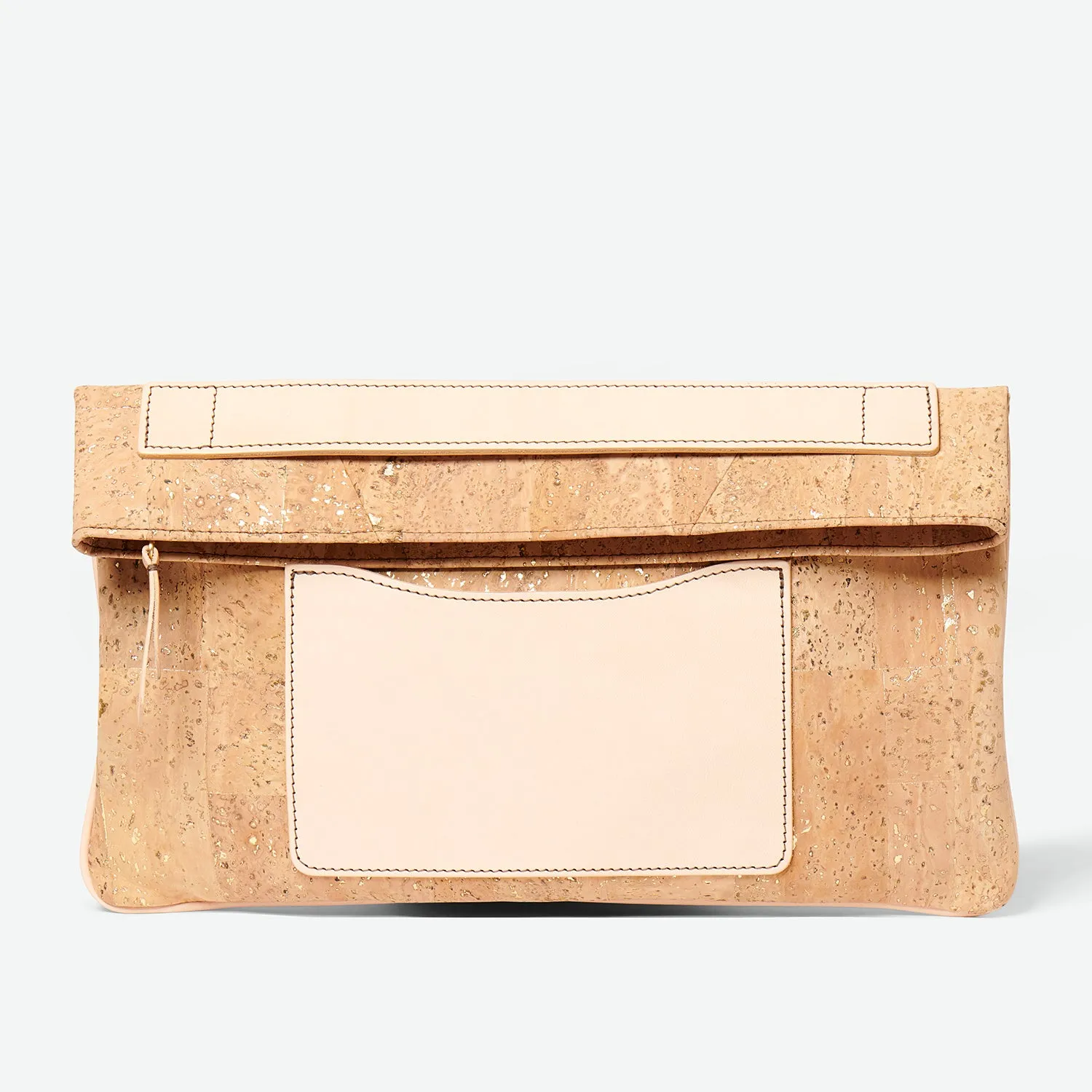 Melvia Handheld Cork Clutch/Portfolio - Natural/Gold Fleck