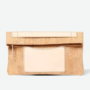 Melvia Handheld Cork Clutch/Portfolio - Natural/Gold Fleck