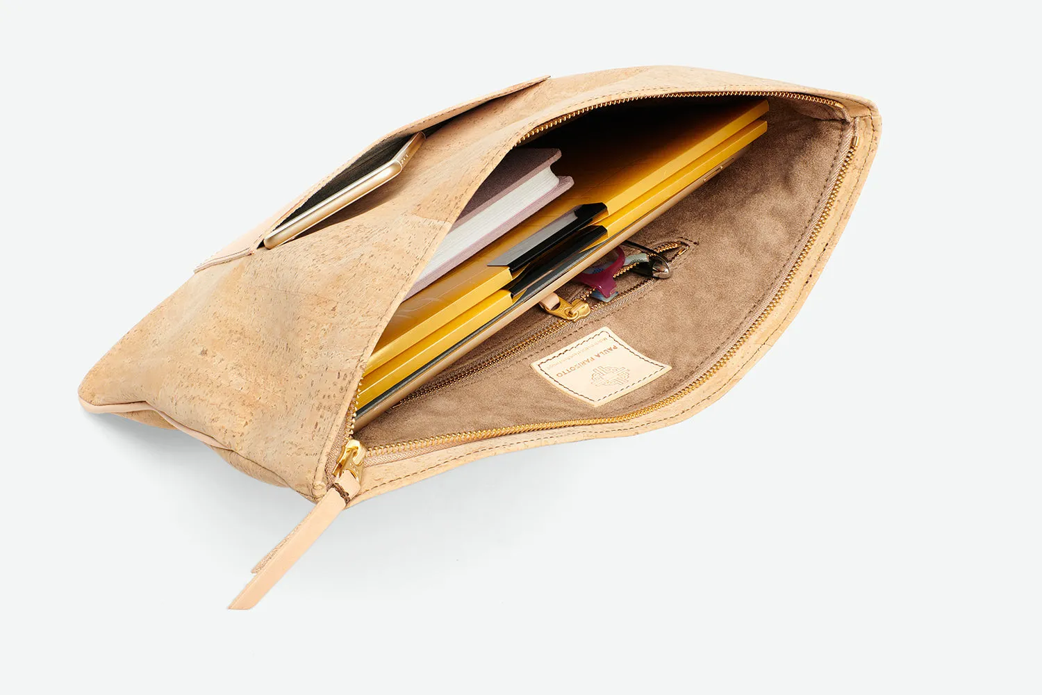 Melvia Handheld Cork Clutch/Portfolio - Natural/Gold Fleck