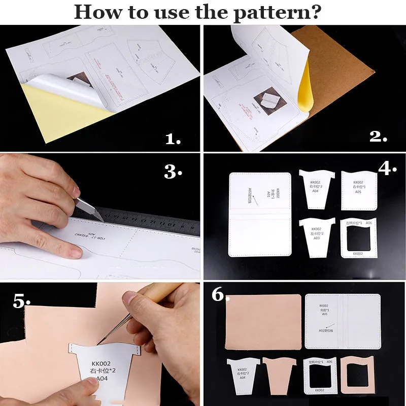 Mens Leather Pattern Leather Billfold Wallet Pattern Coin Wallet Leather Craft Pattern Leather Templates