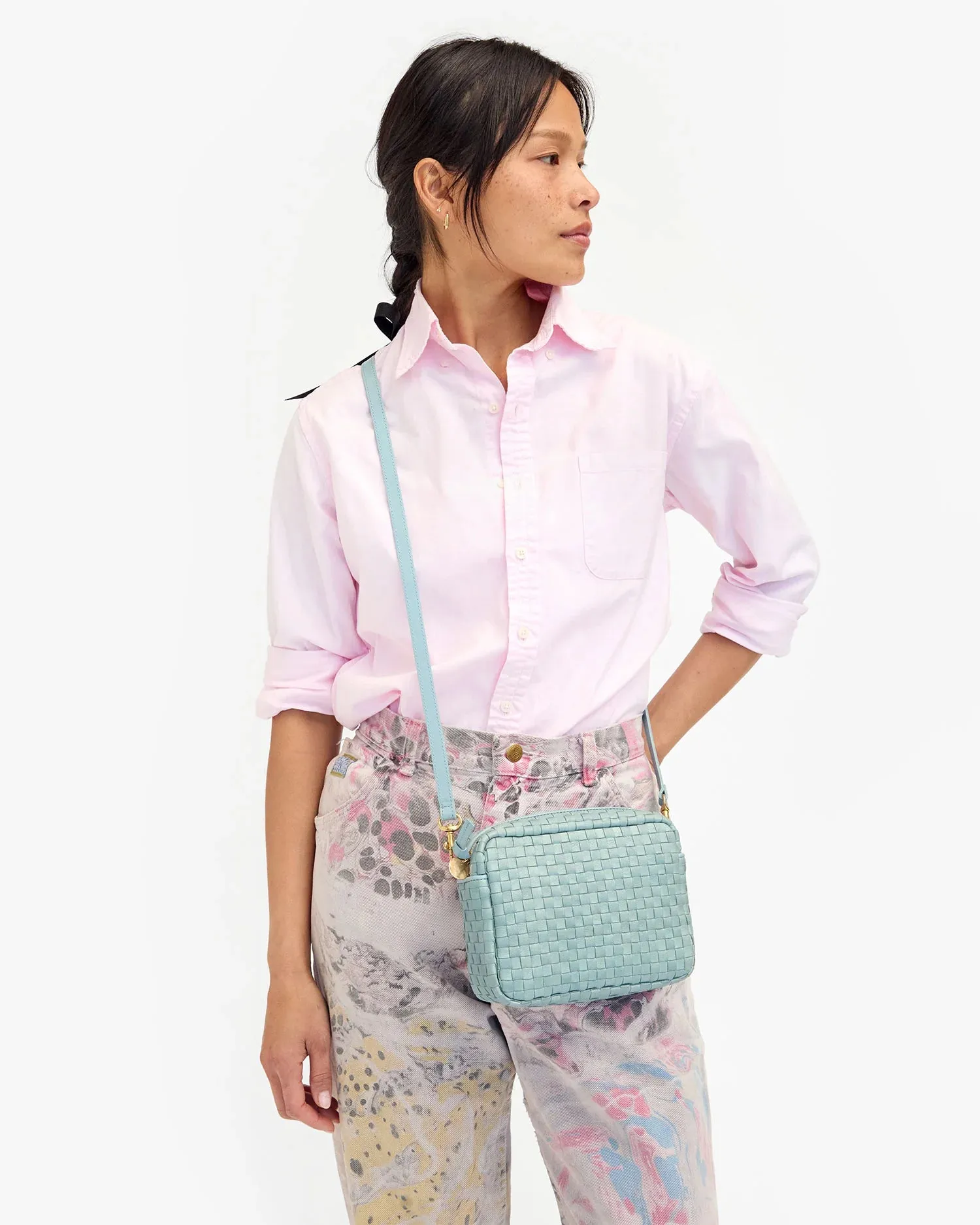 Midi sac woven in sunbleaced sky blue