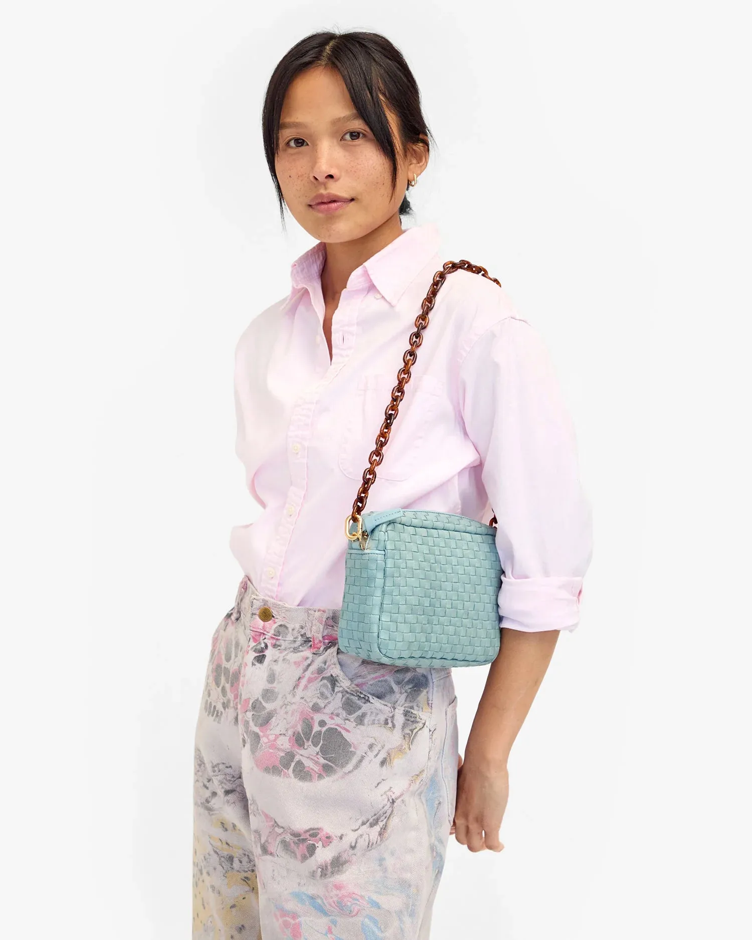 Midi sac woven in sunbleaced sky blue