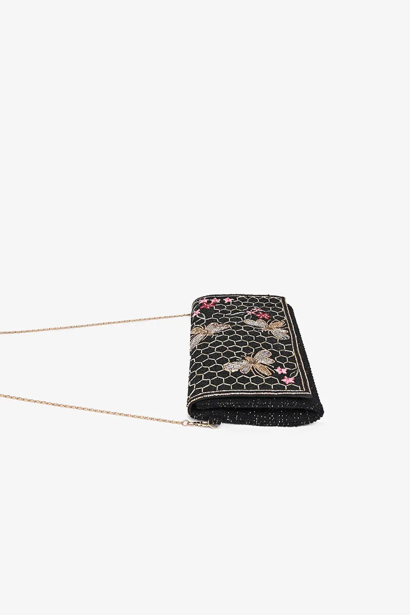 Midnight Black Honey Bee Clutch