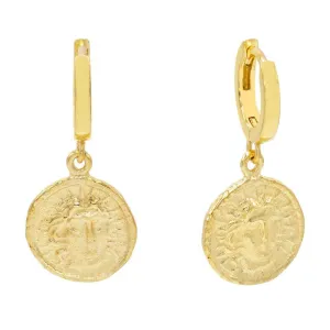 Mini Coin Huggie Earring