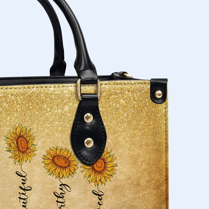 Mom's Sunflower Sparkle Personalized Leather Handbag by CHRISTIANARTBAG – Sunshine & Love