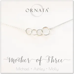 Mother of Three PERSONALIZED Interlocking Sterling Silver Necklace by Ornata